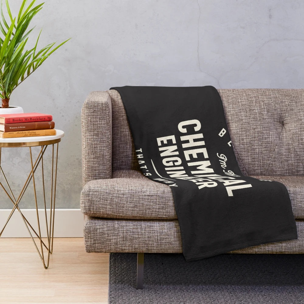 Plush blanket featuring a chemical engineer design