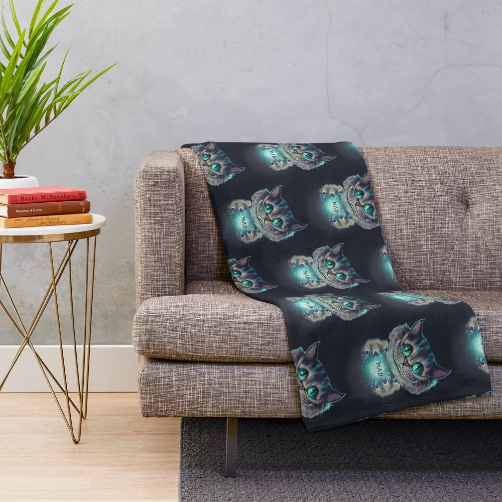 Cheshire Cat plush blanket with pop culture design
