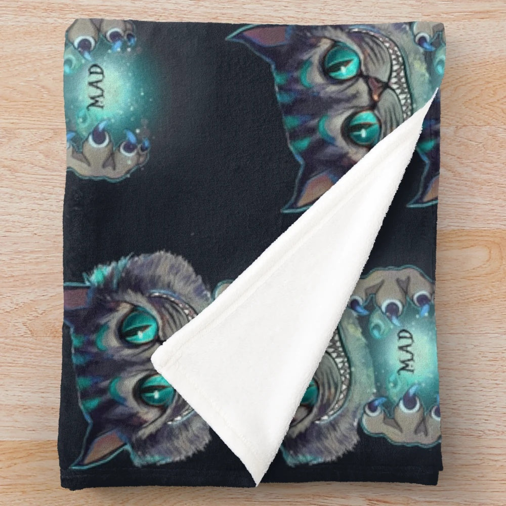Cheshire Cat plush blanket with pop culture design