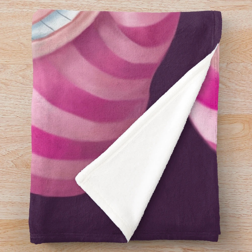 Cheshire Cat design plush blanket for a cozy Alice in Wonderland inspired home
