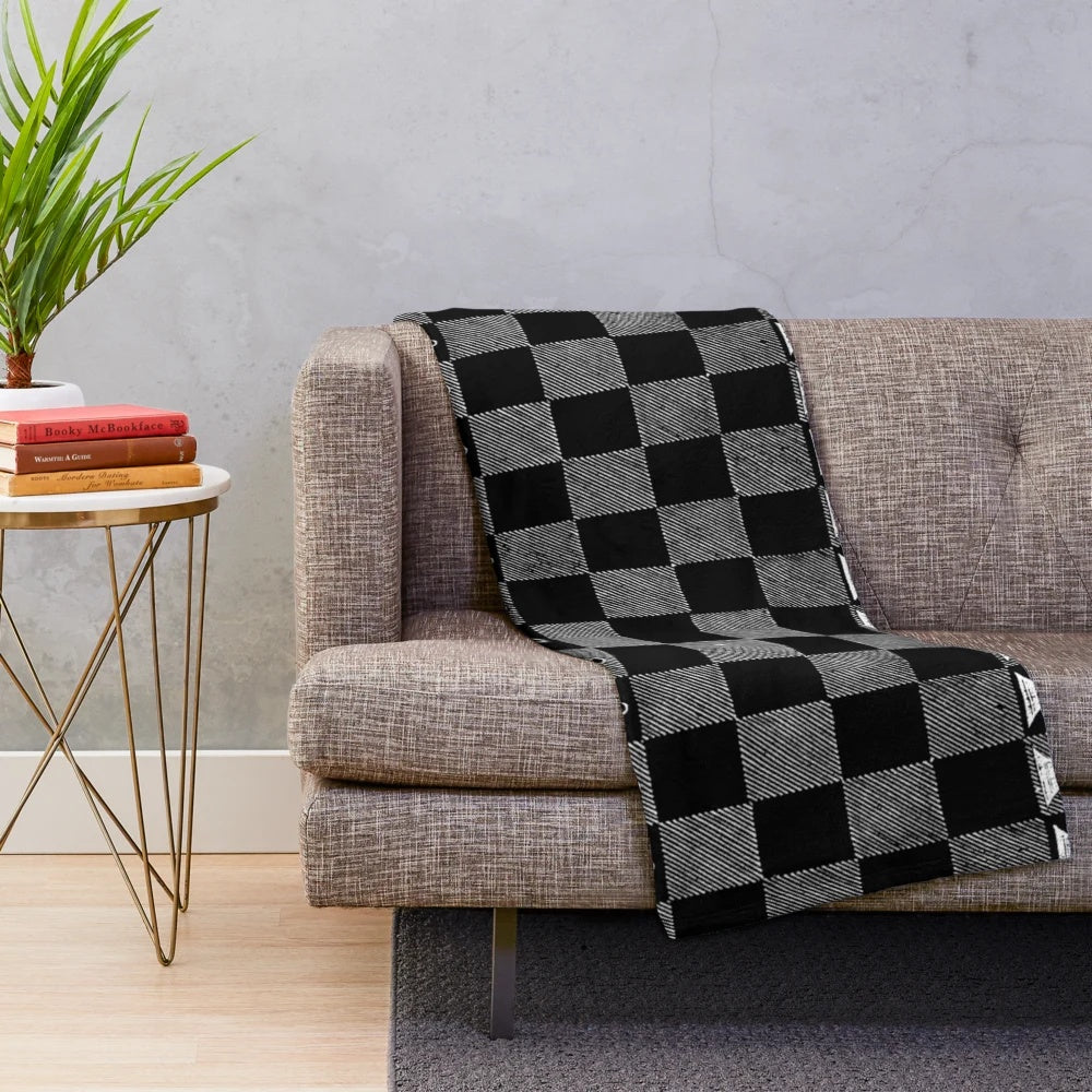 Plush white blanket with chess pattern design, ideal for chess fans and players