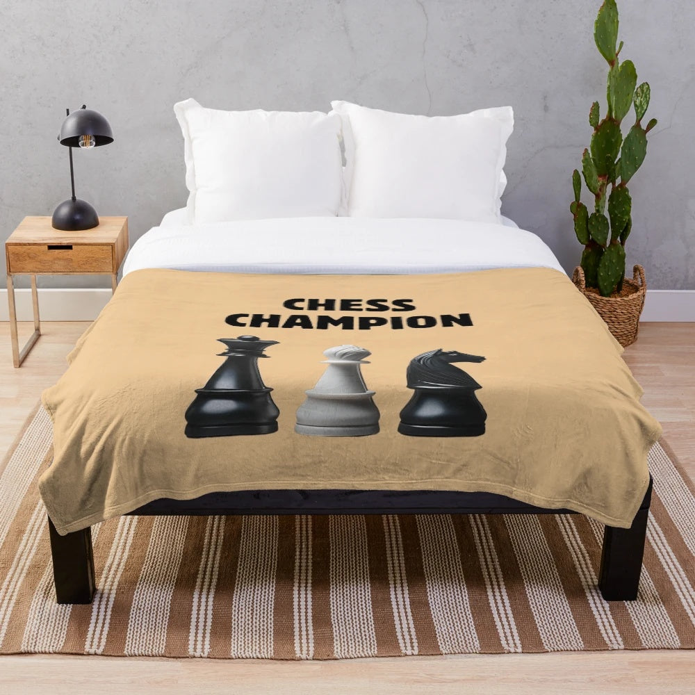 Chess player plush blanket featuring a cozy design for chess enthusiasts