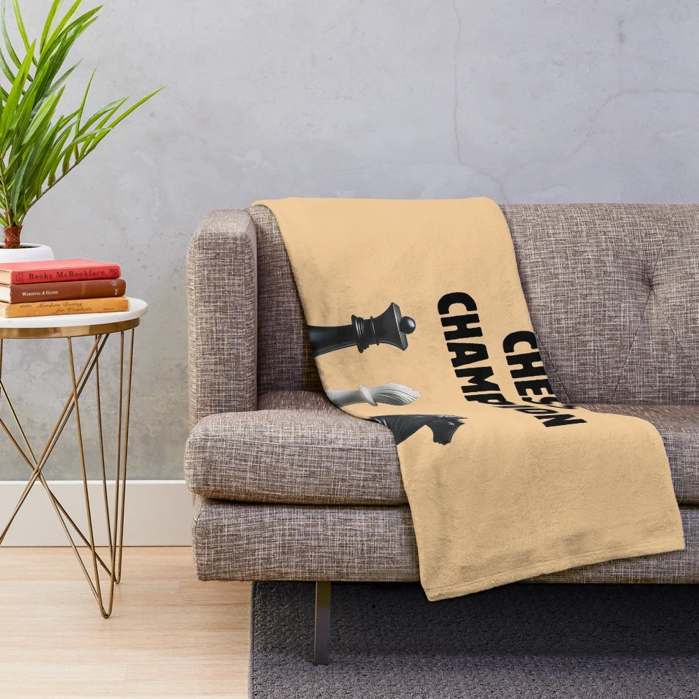 Chess player plush blanket featuring a cozy design for chess enthusiasts