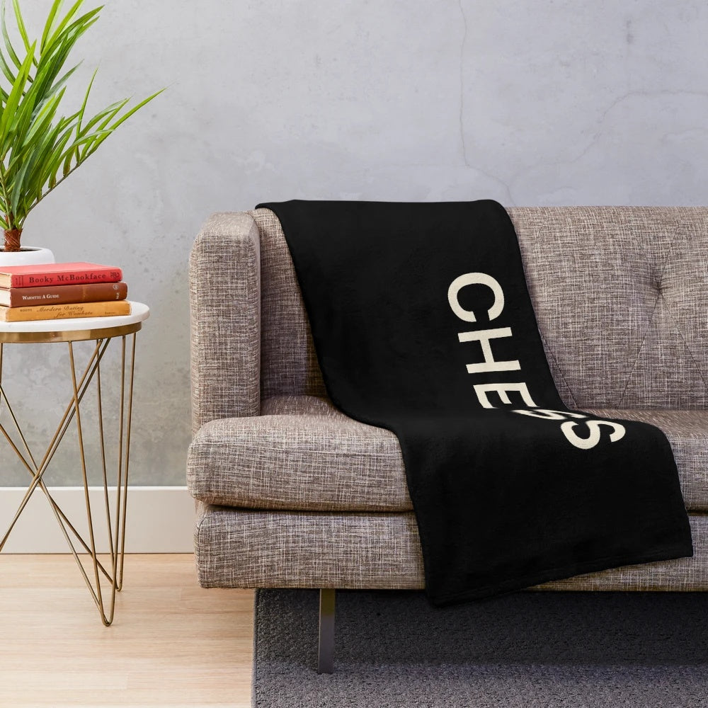 Chess-themed plush throw blanket for hobby and game lovers