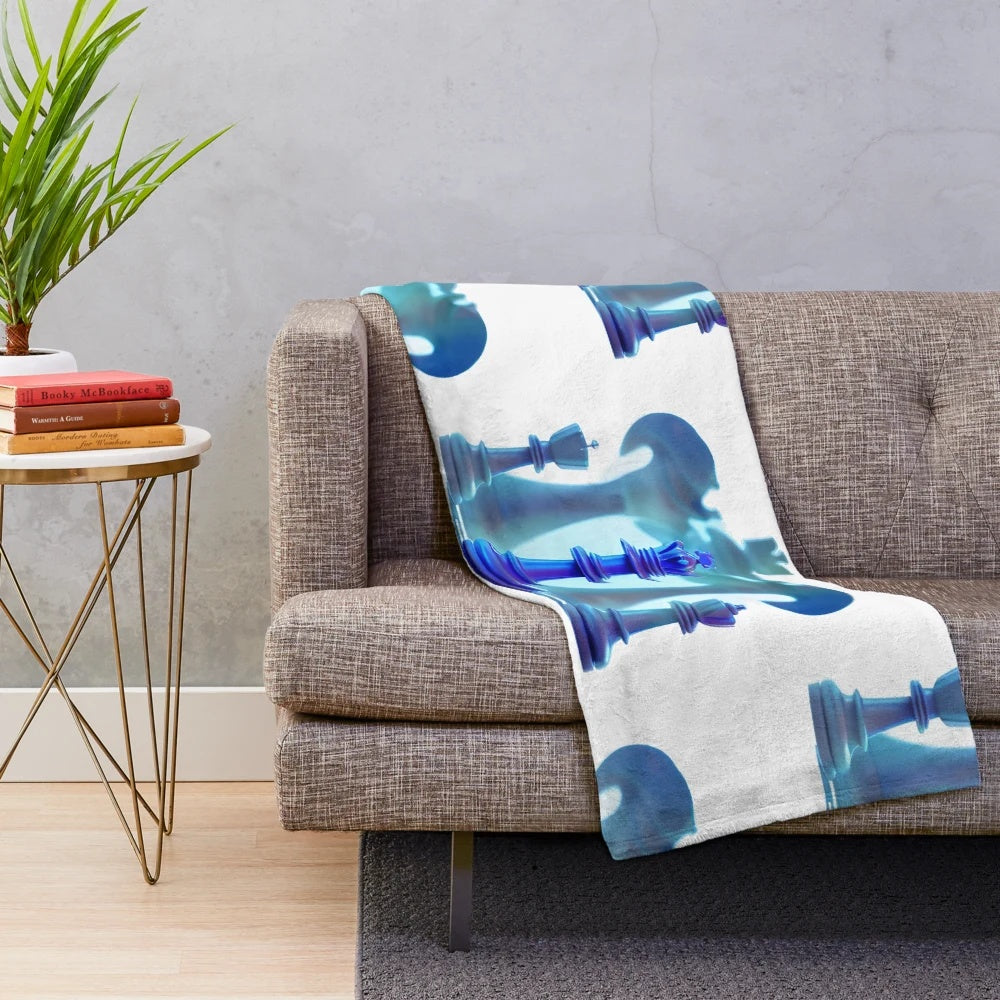 Plush chess-themed blanket featuring an imperial chess queen design