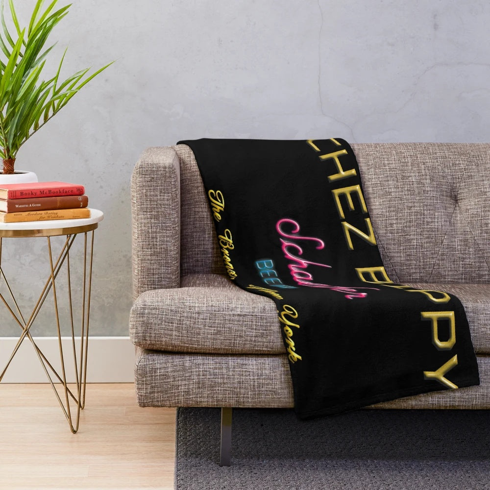 Plush blanket with Chez Bippy-inspired design