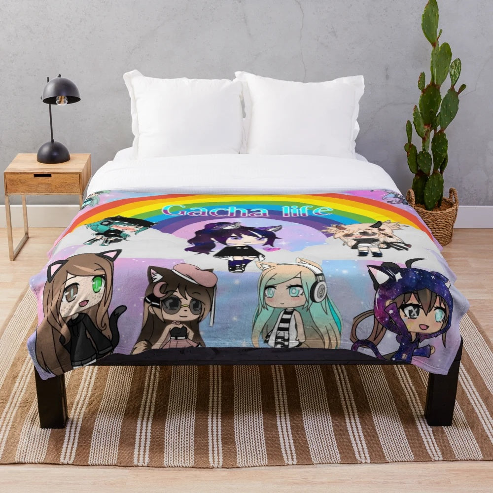 Soft and cuddly chibi anime-inspired plush blanket