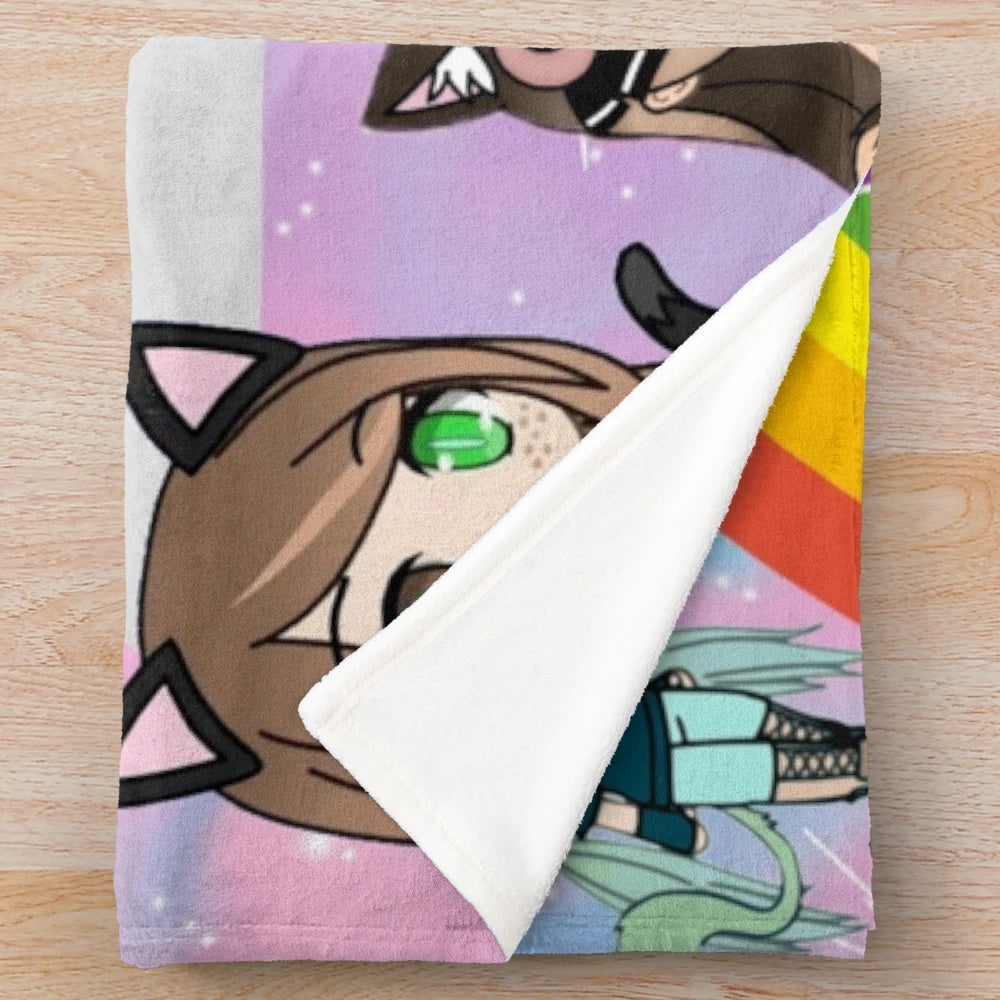 Soft and cuddly chibi anime-inspired plush blanket