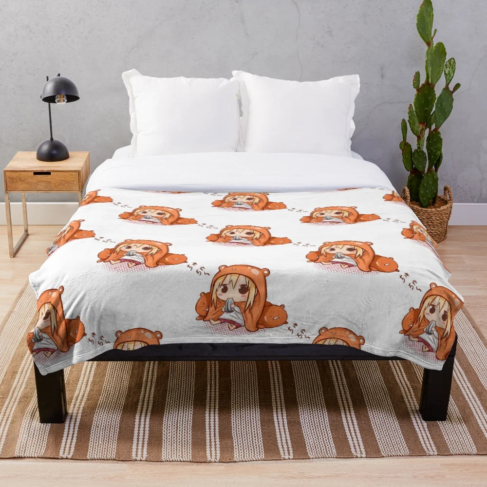 Soft and cuddly anime-inspired plush blanket featuring the beloved character Umaruchan