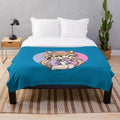 Soft and cuddly plush blanket featuring a cute chibi kitty girl in an anime style design