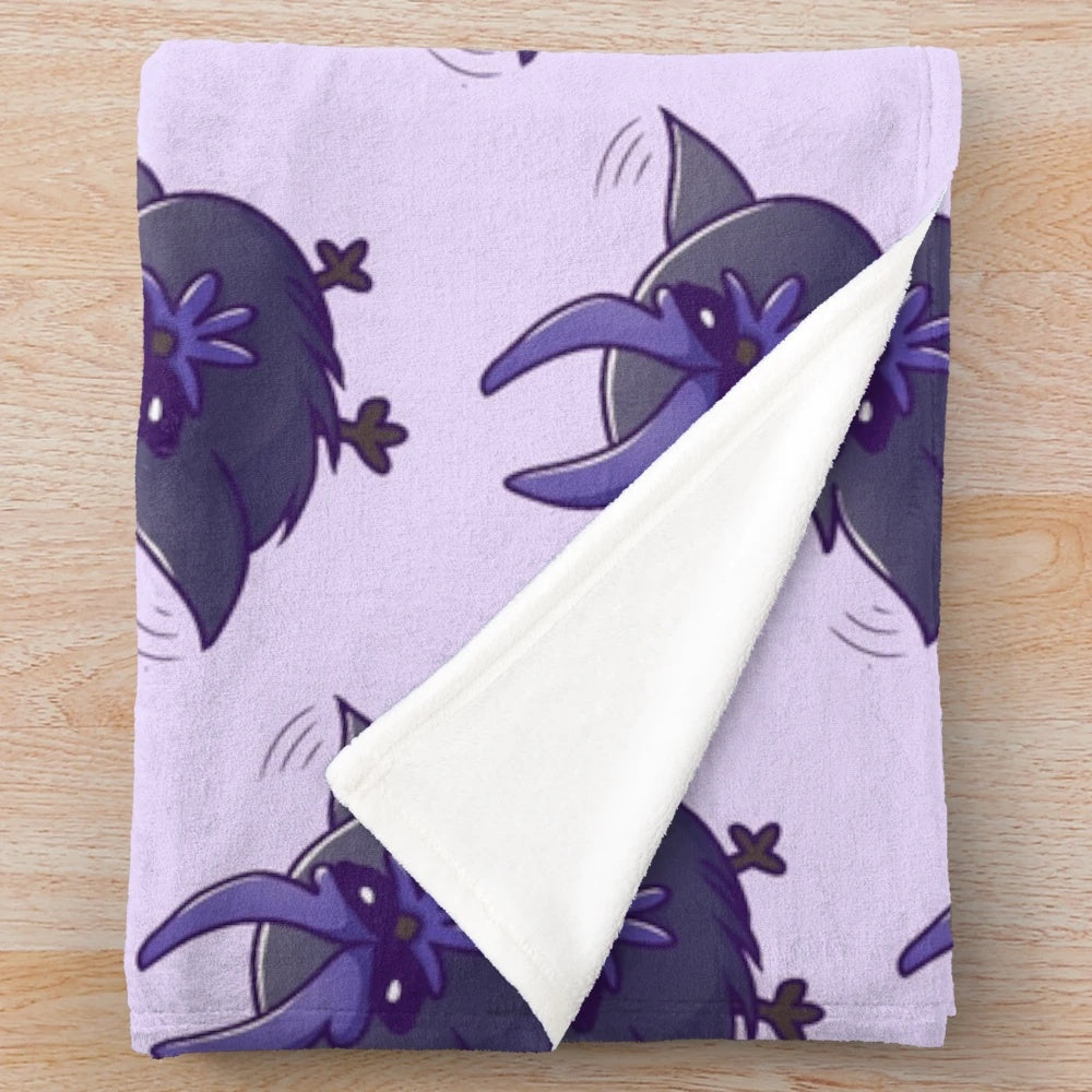 Soft and cuddly chibi plush blanket featuring Oz, the companion of Fischl from the game Genshin Impact