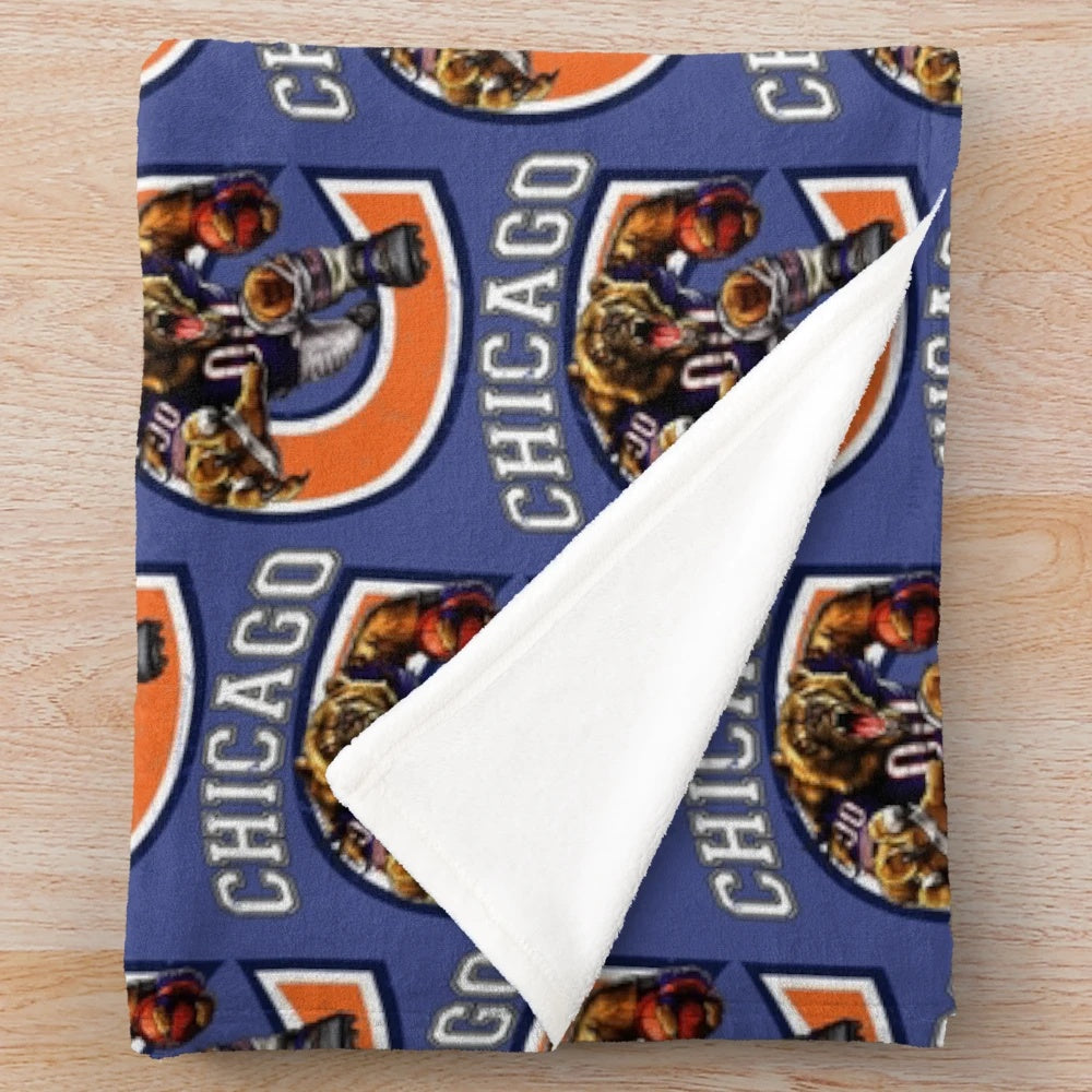 Chicago Bears-inspired plush blanket with team logo