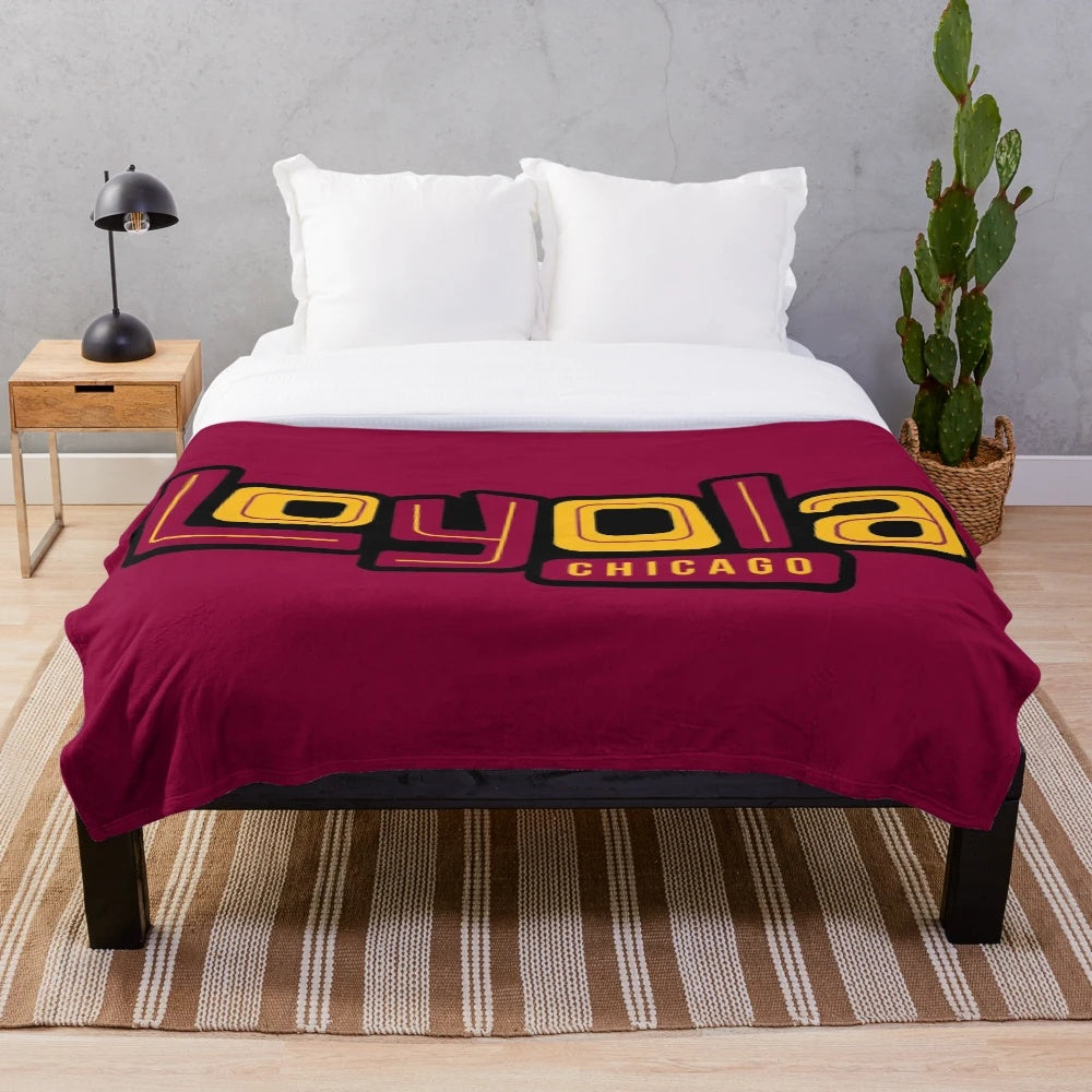 Loyola University Chicago Ramblers logo plush blanket