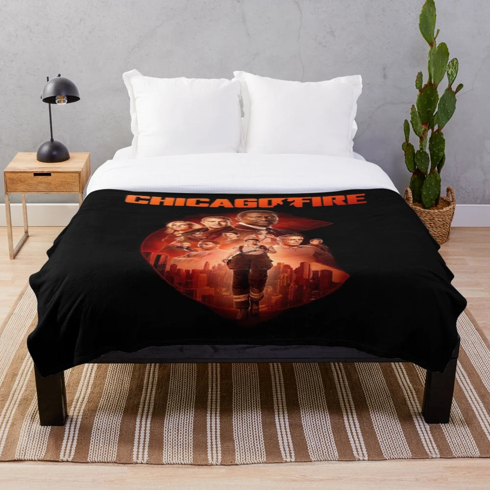 Chicago Fire inspired plush blanket with cast members