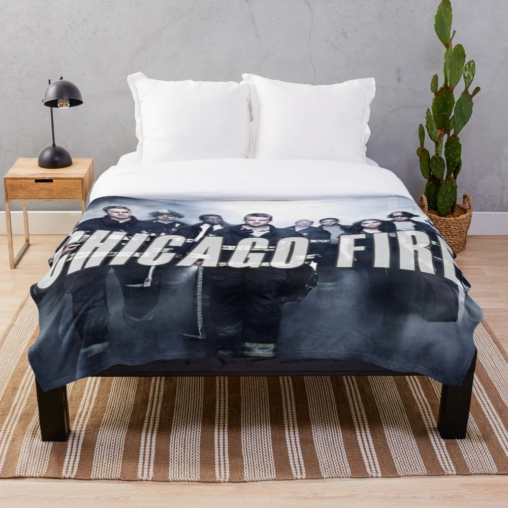 Chicago Fire themed plush blanket