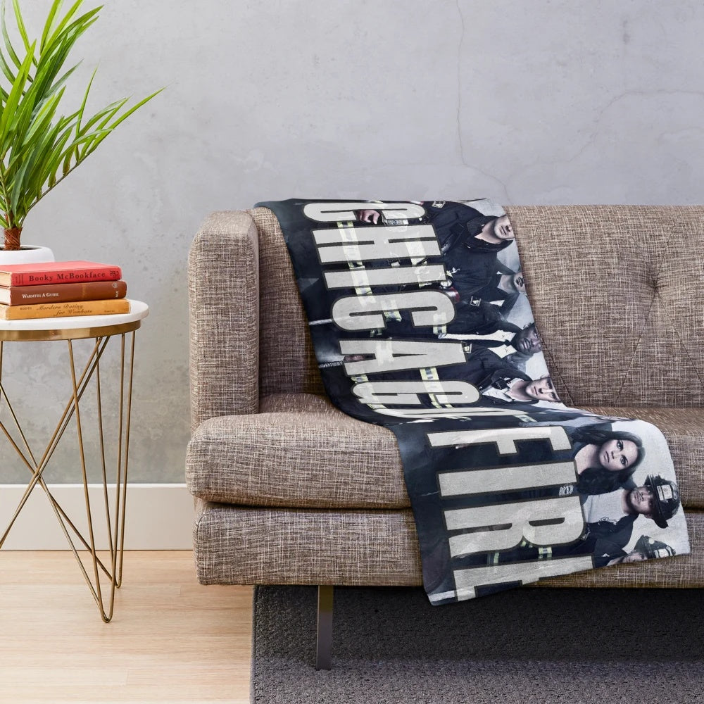 Chicago Fire themed plush blanket