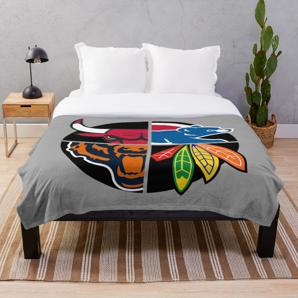 Chicago Northside sports themed plush blanket