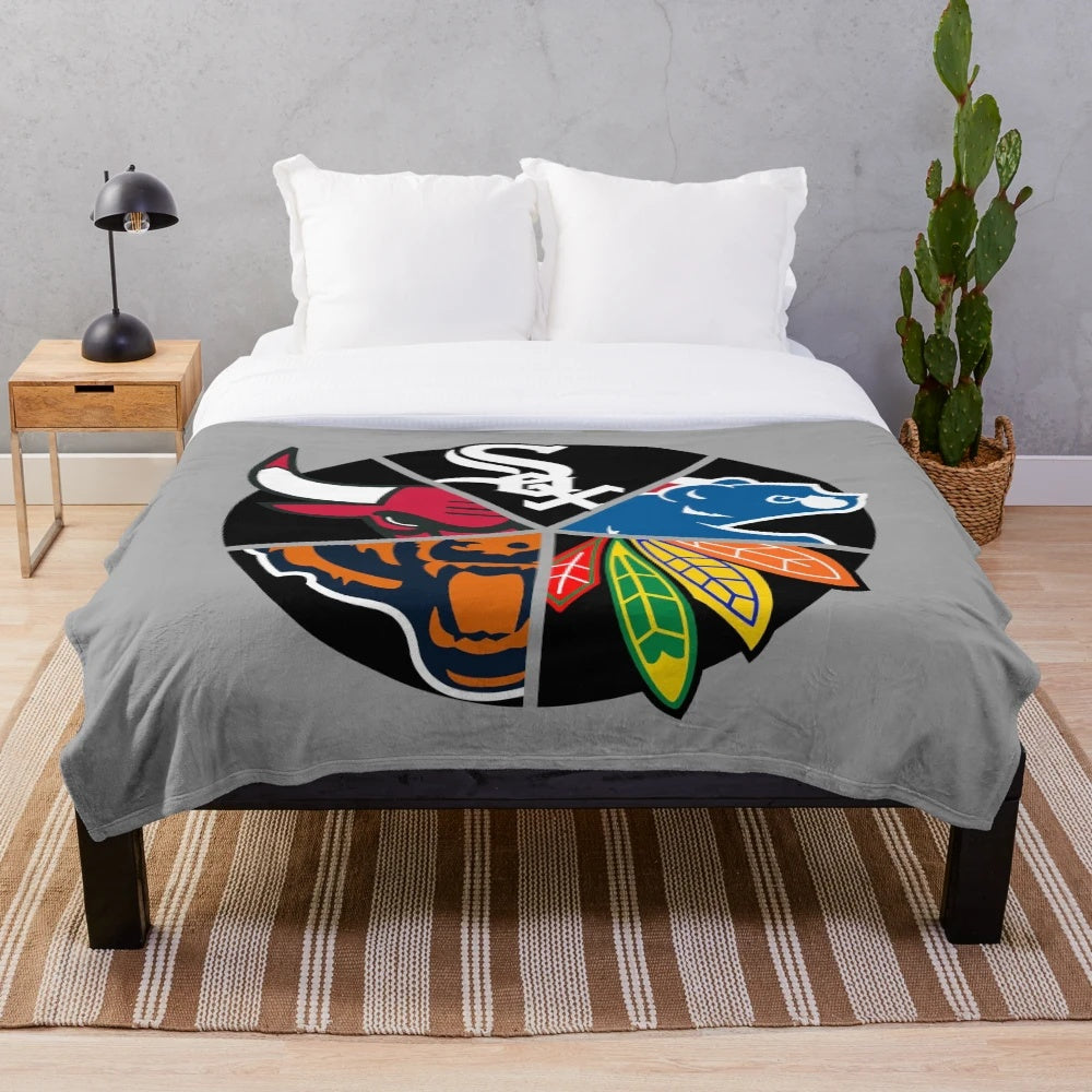 Soft and warm Chicago sports-themed quad plush blanket