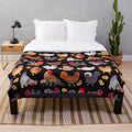 Soft and fluffy chicken and chick plush blanket for cozy farmhouse decor