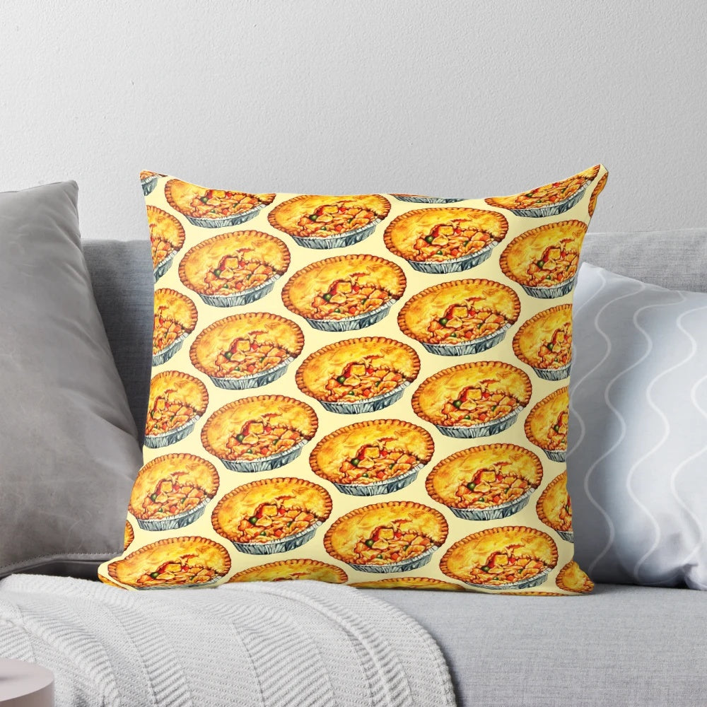 Chicken pot pie pattern decorative pillow for cozy home decor