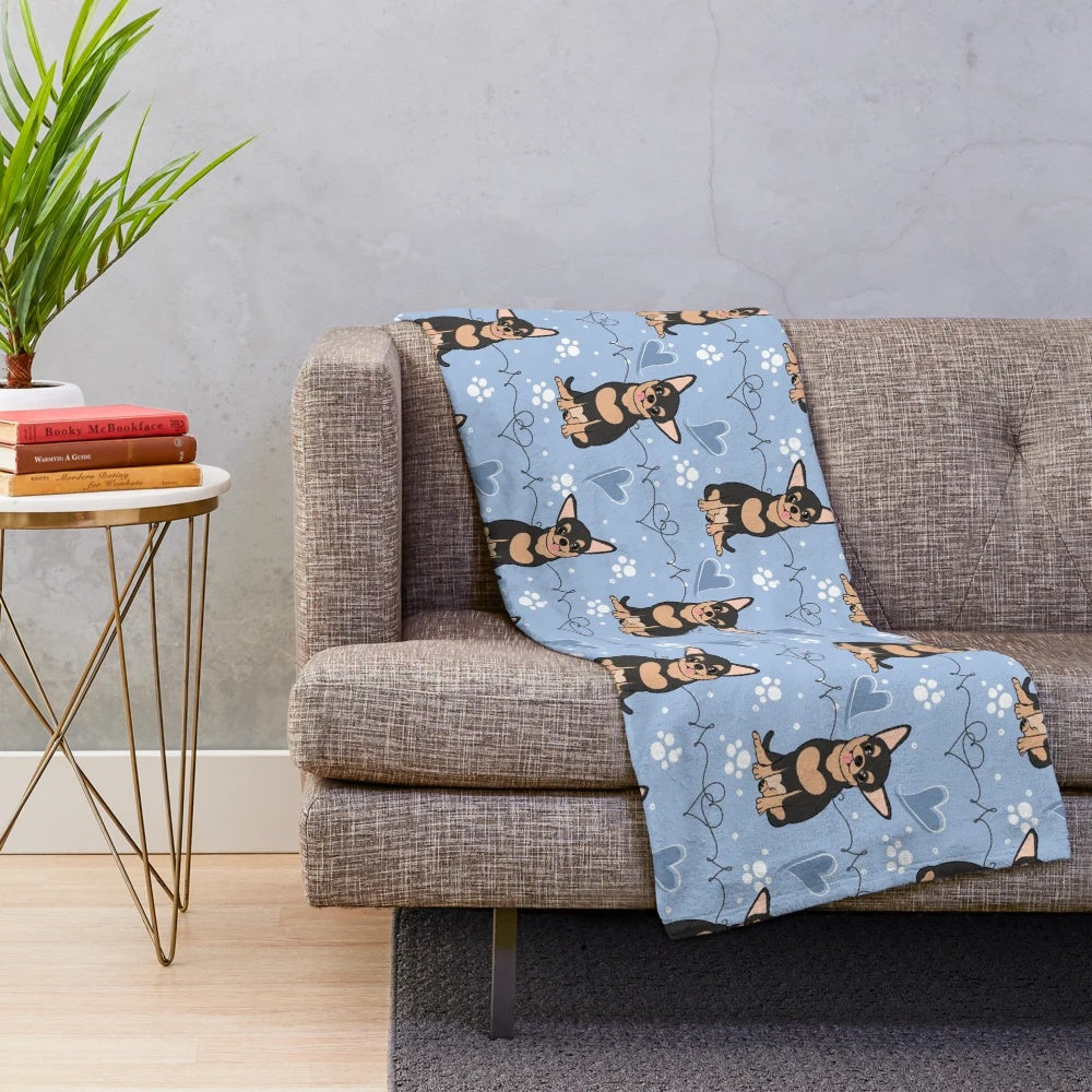Soft and cuddly plush blanket featuring a Chihuahua design