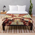 Plush blanket with Chinese food and city skyline design
