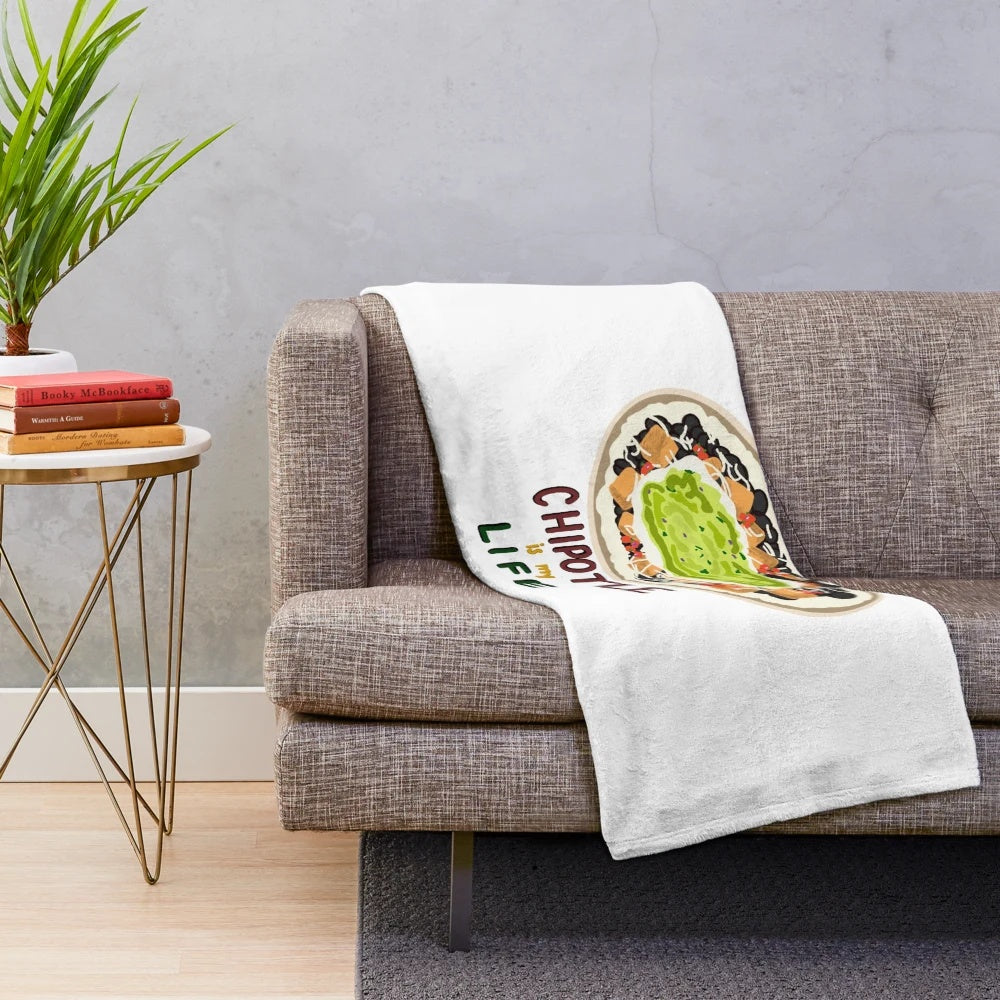 Chipotle-inspired plush blanket with vibrant colors and soft texture