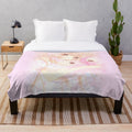 Plush blanket with Chobits-inspired design featuring cute and kawaii pastel colors
