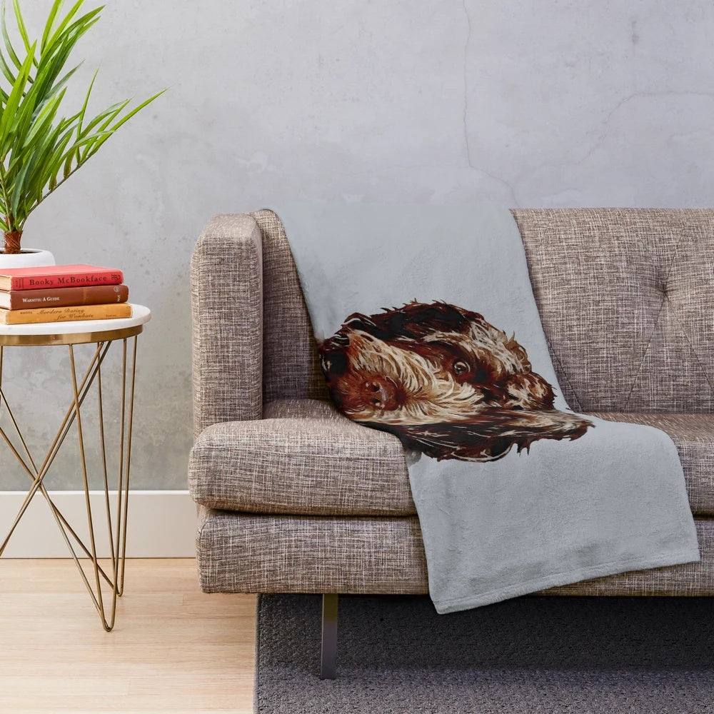 Chocolate brown cockapoo dog plush blanket