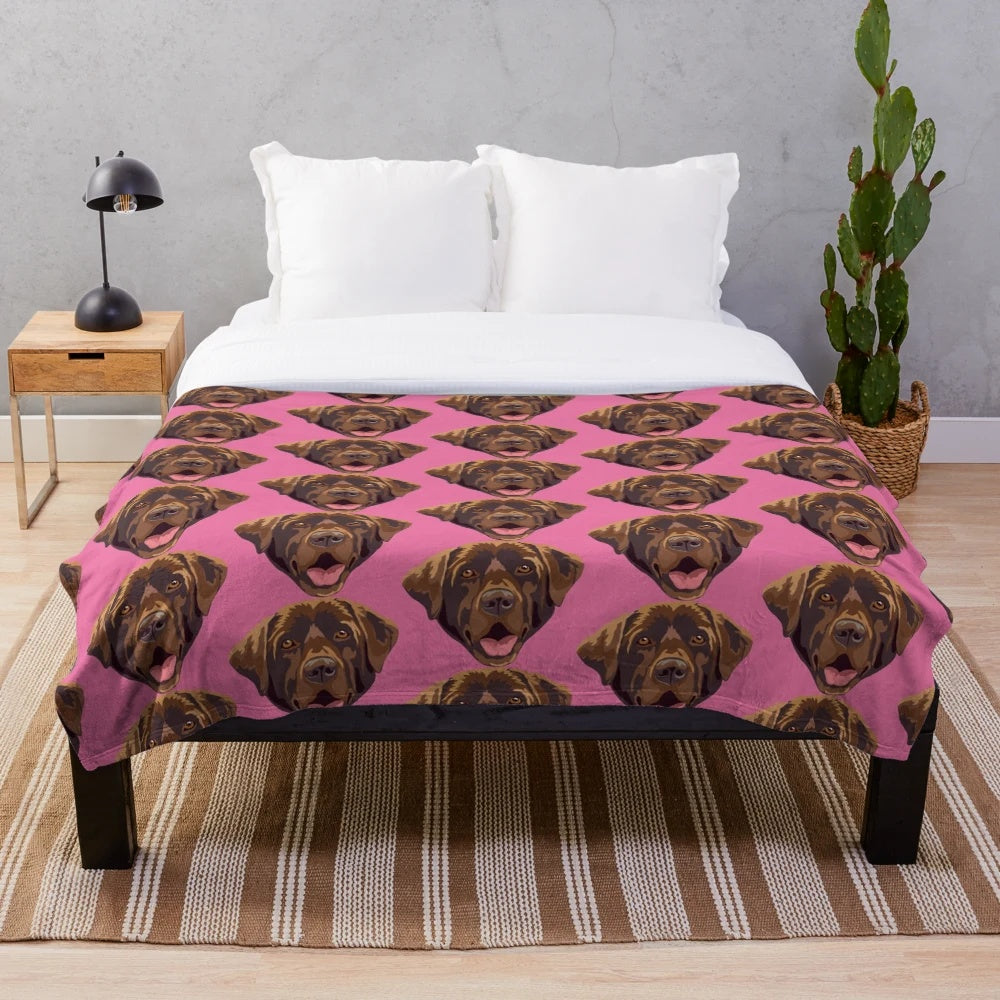 Soft and snuggly chocolate labrador retriever plush blanket