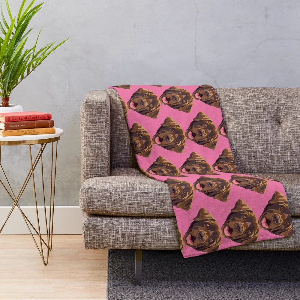 Soft and snuggly chocolate labrador retriever plush blanket