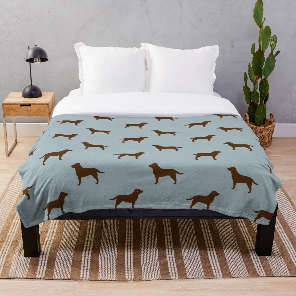 Chocolate Labrador Retriever Silhouette Plush Blanket