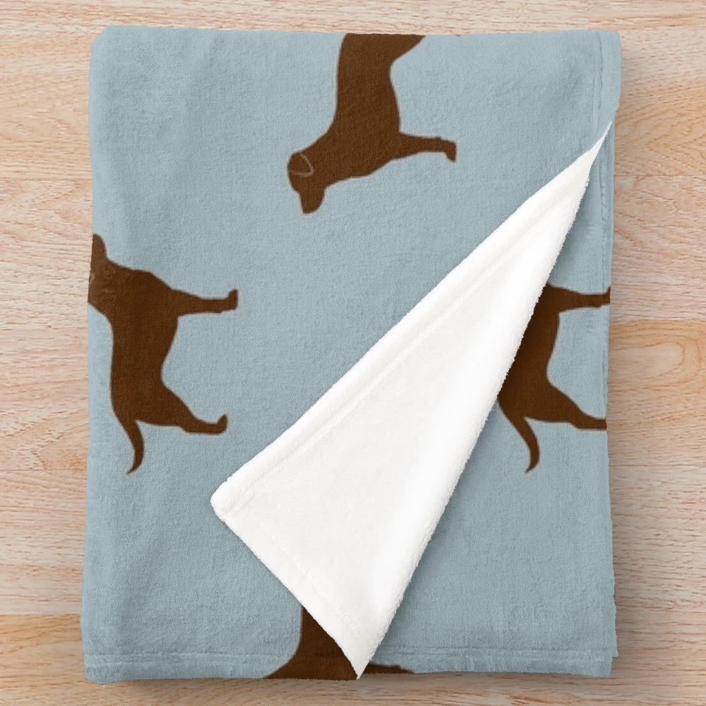 Chocolate Labrador Retriever Silhouette Plush Blanket