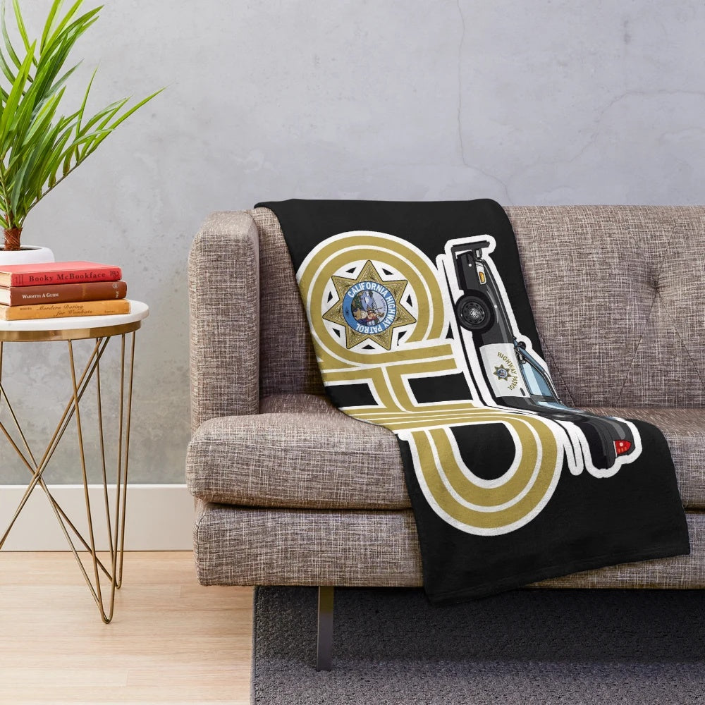 CHP-inspired plush blanket featuring the California Highway Patrol logo