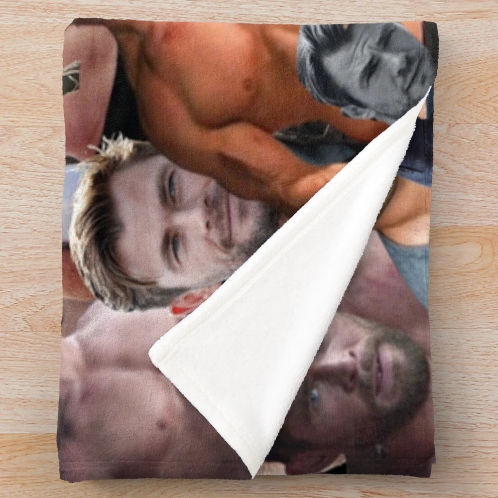 Chris Hemsworth Collage Photo Plush Blanket