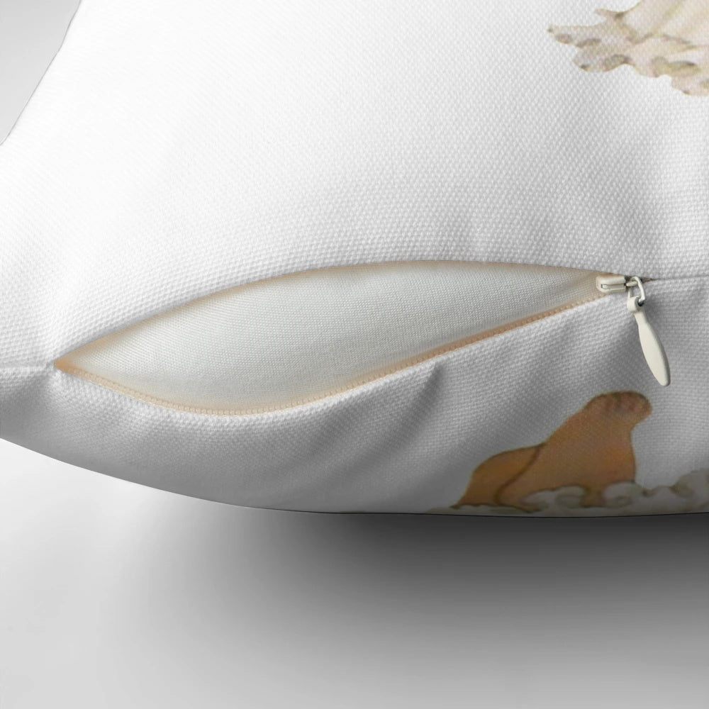 A soft, white Christmas angel pillow with a cuddly kitten design, perfect for festive holiday home decor.
