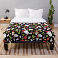 Christmas-themed plush blanket featuring adorable bull terrier dogs
