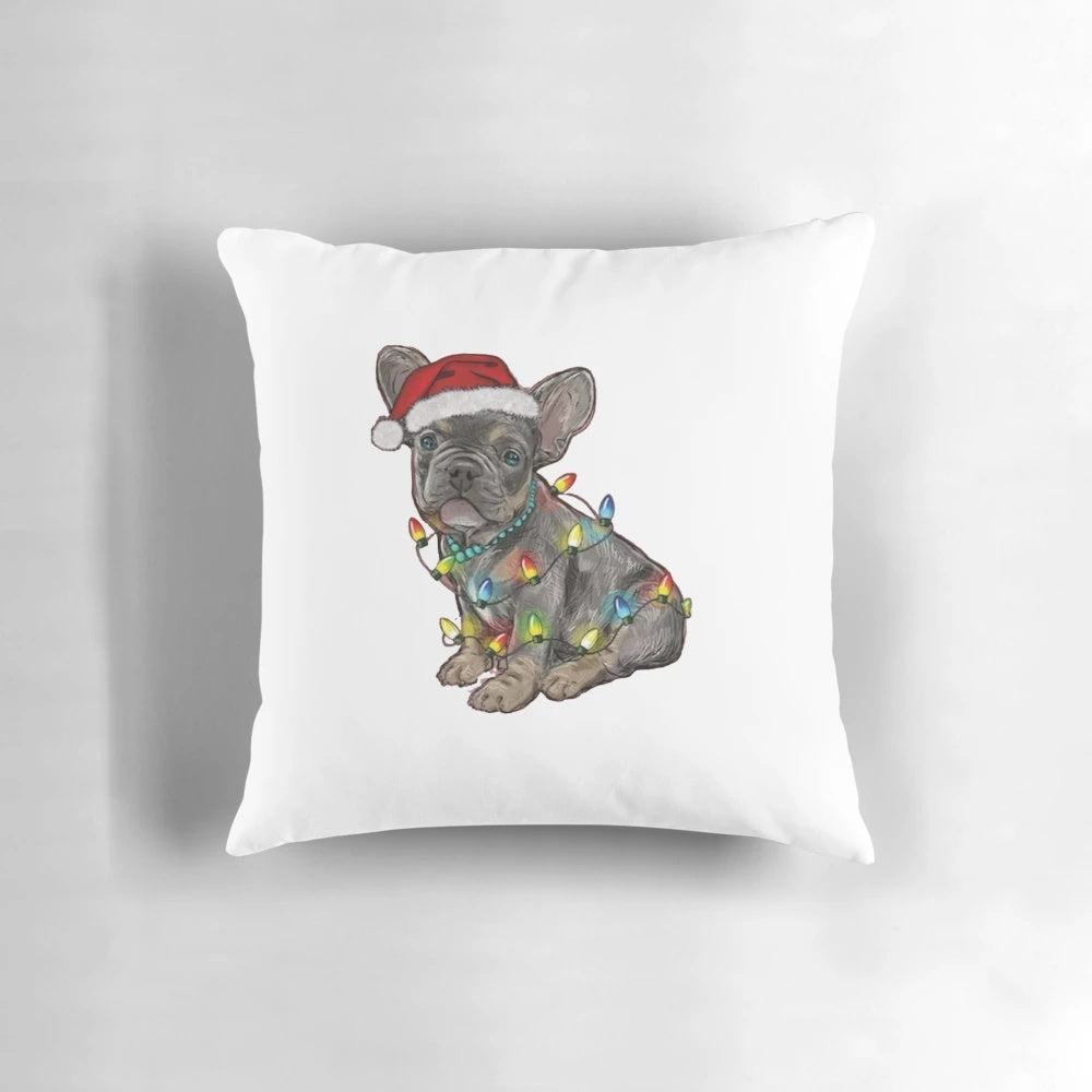 Soft and snuggly Christmas-themed French Bulldog pillow
