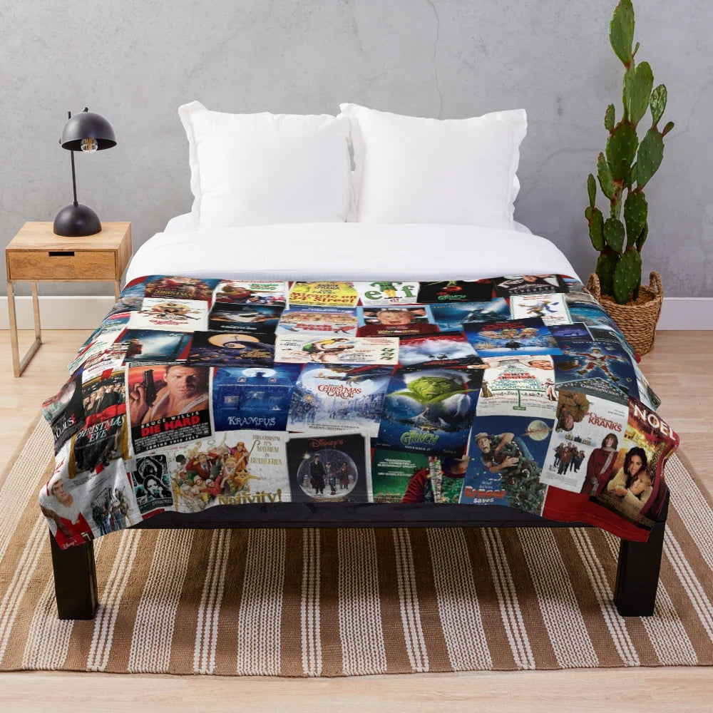 Christmas movie collage plush blanket