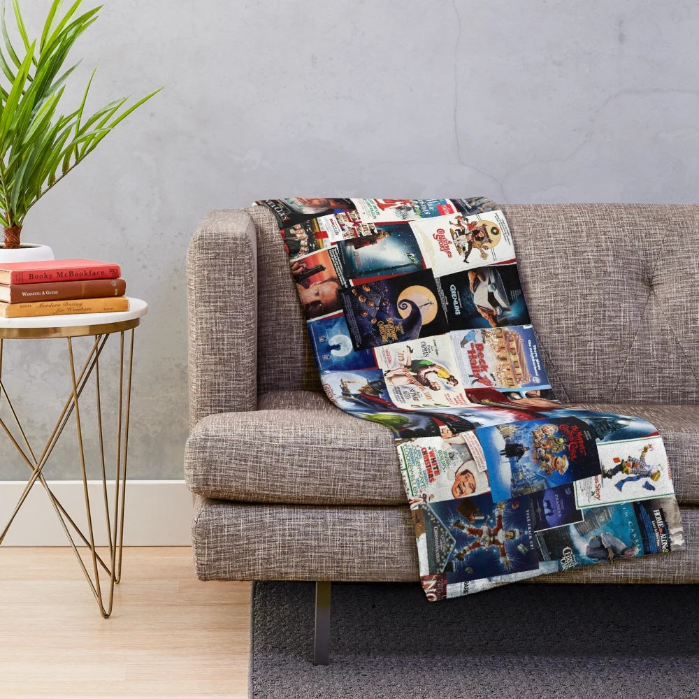 Christmas movie collage plush blanket