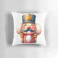A cheerful Christmas Nutcracker-themed pillow with a festive holiday design.