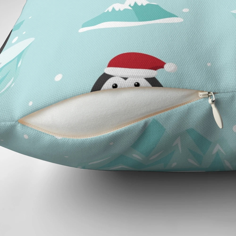 Charming Christmas penguins decorative throw pillow for holiday home decor