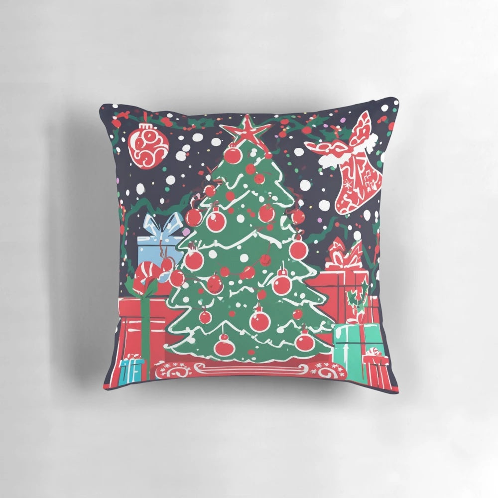 Festive Christmas pillow with magical holiday patterns and designs