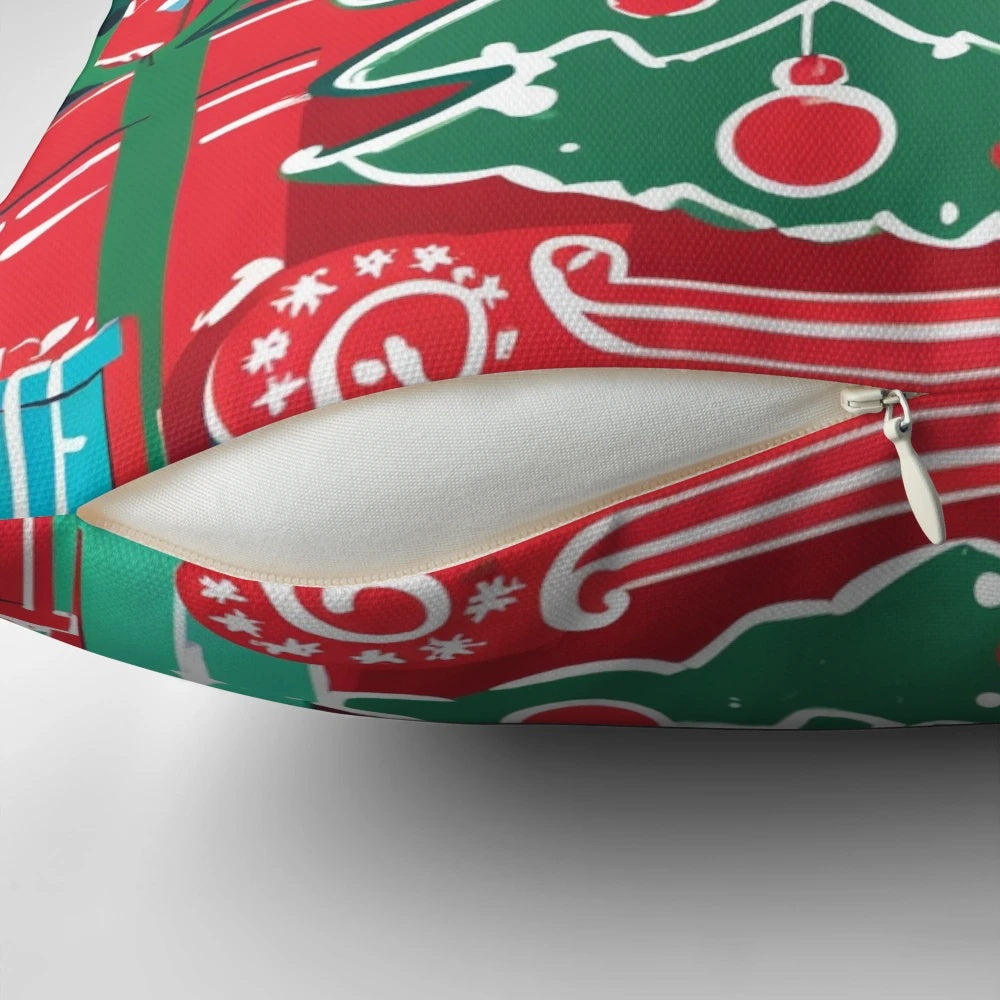 Festive Christmas pillow with magical holiday patterns and designs