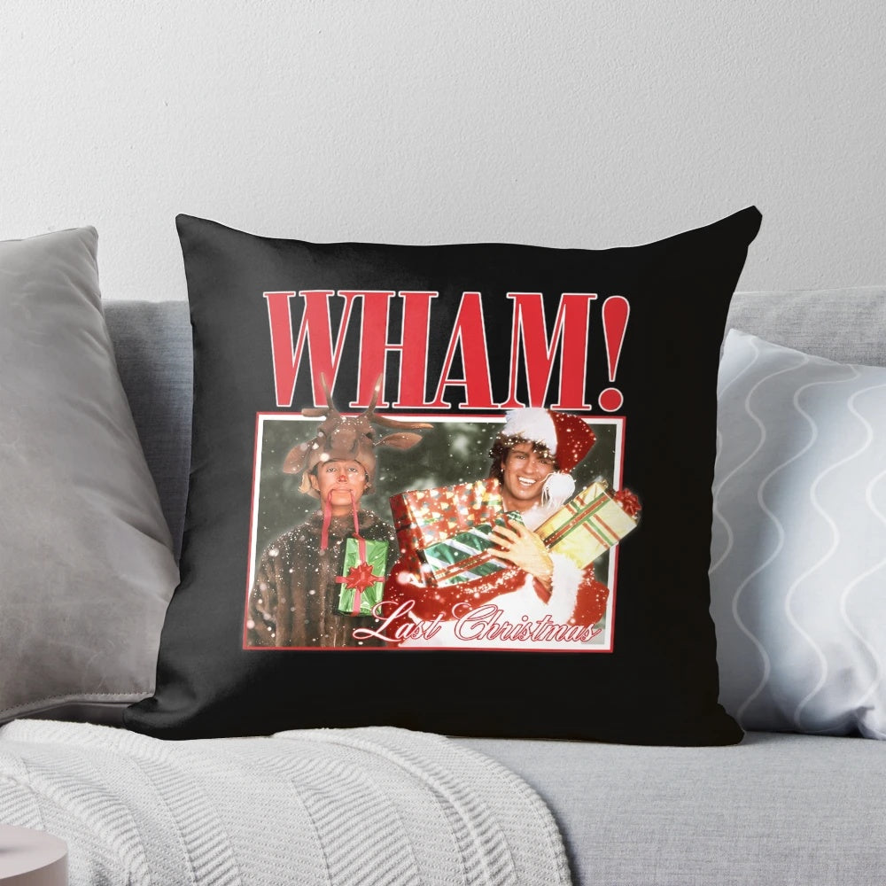 A cozy and festive Christmas pillow with a whimsical holiday design.