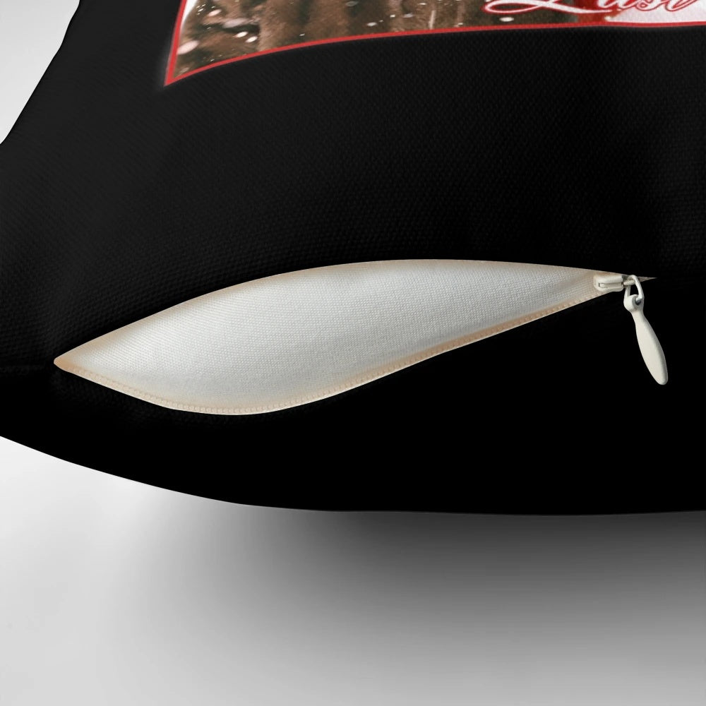 A cozy and festive Christmas pillow with a whimsical holiday design.
