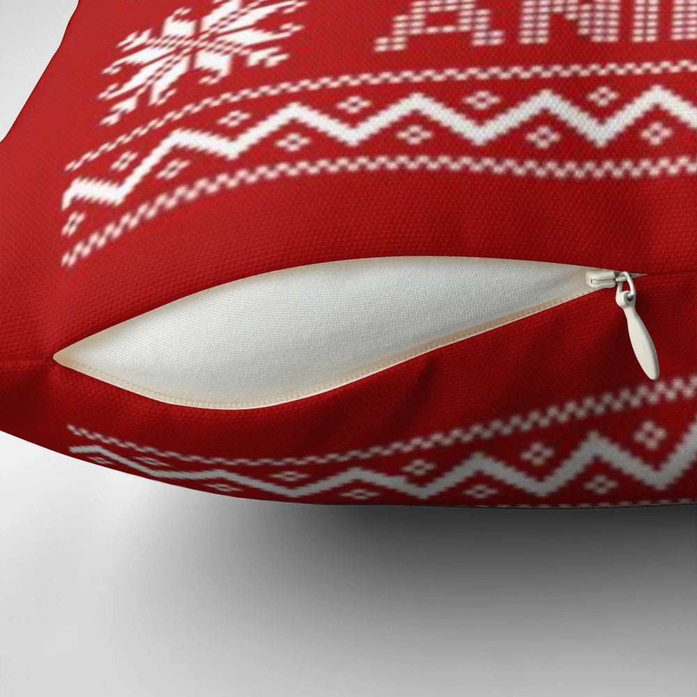 Soft, plush Christmas pillow featuring the quote "Merry Christmas ya filthy animal" from the popular holiday film Home Alone.