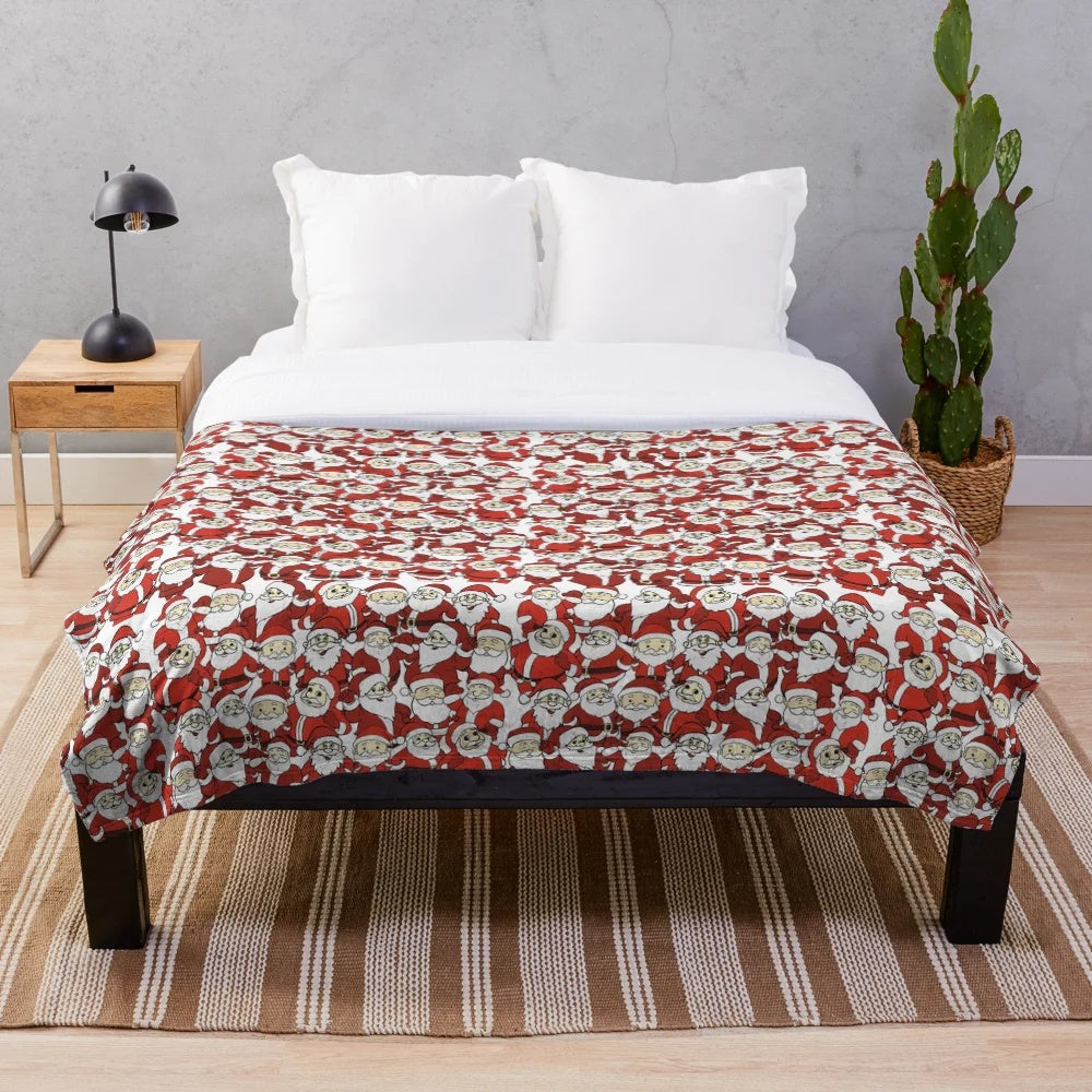 Cozy Christmas plush blanket with a funny Santa Claus design