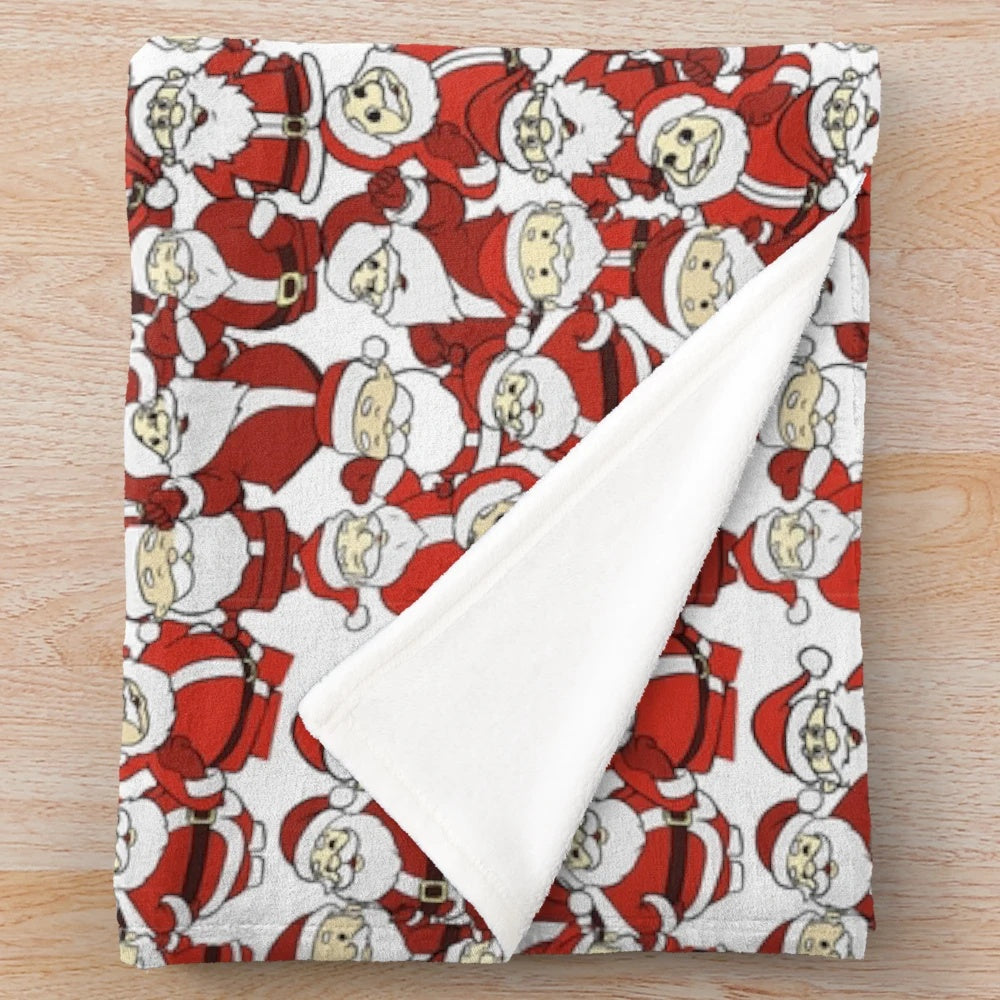 Cozy Christmas plush blanket with a funny Santa Claus design