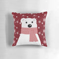 Fluffy white and red Christmas polar bear decorative pillow